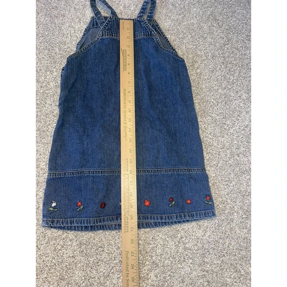 Vintage Gap Jean Dress Jumper Embroidered‎ Flowers Girls Sz S Y2K